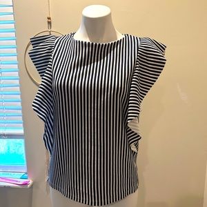 BOBEAU - White and Navy Top Size Small